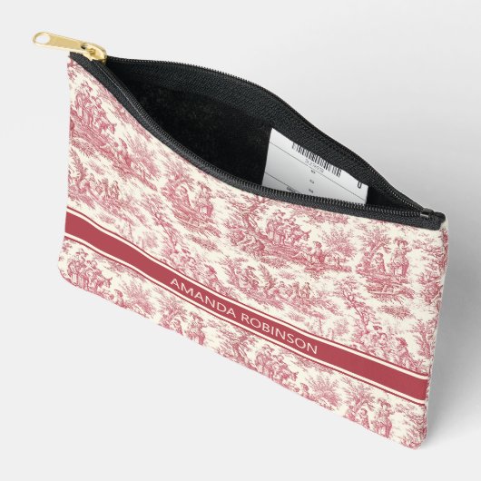  rood Toile de Jouy gedrukt Etui (Open)