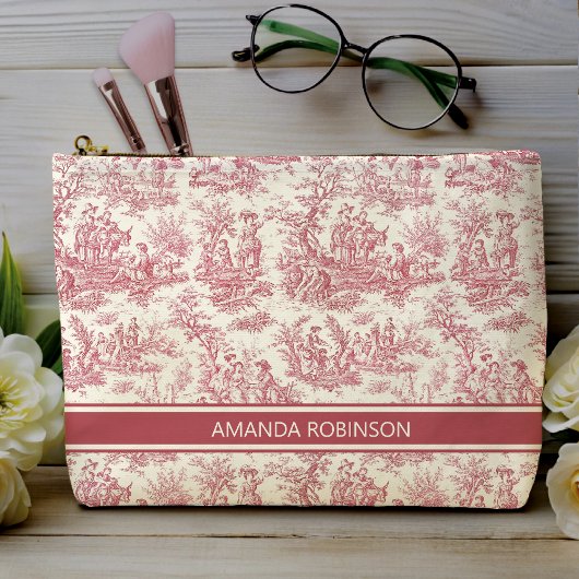 rood Toile de Jouy gedrukt Etui