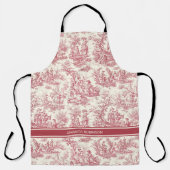  rood Toile de Jouy gedrukt Schort (Voorkant)
