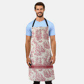  rood Toile de Jouy gedrukt Schort (Gedragen)