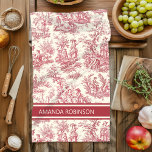 rood Toile de Jouy gedrukt Theedoek<br><div class="desc">rode toile de jouy bedrukte keukenhanddoek. Deze toile de jouy keukendoek is geïnspireerd op de prachtige design van de Franse landschappen. De prachtige, stijlvolle, verfijnde Toile prints zijn een all time rage op dit moment, de design zijn klassiek en romantisch met stijlvolle kleuren. Het perfecte cadeau voor verjaardagen, Valentijn, kerst...</div>