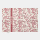  rood Toile de Jouy gedrukt Theedoek (Horizontaal)