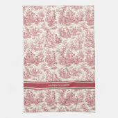  rood Toile de Jouy gedrukt Theedoek (Verticaal)