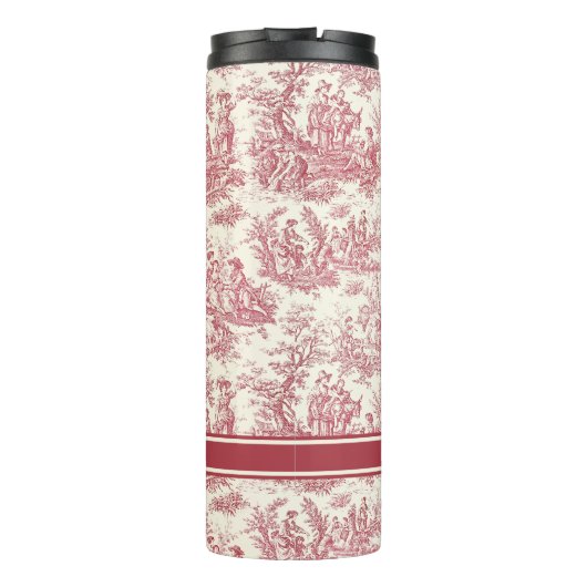  rood Toile de Jouy gedrukt Thermosbeker (Achterkant)