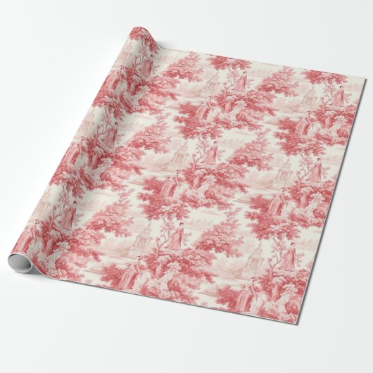  rood Toile de Joy Cadeaupapier (Uitgerold)
