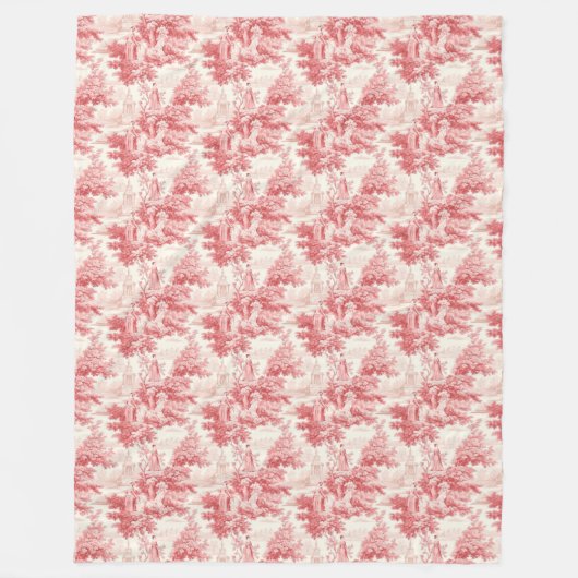  rood Toile de Joy Fleece Deken (Voorkant)
