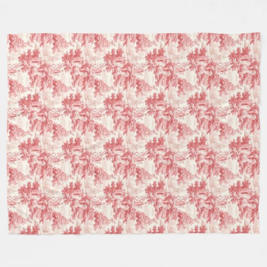  rood Toile de Joy Fleece Deken (Voorkant (Horizontaal))