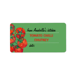 Rood tomaten groen 2 keukenetiket etiket