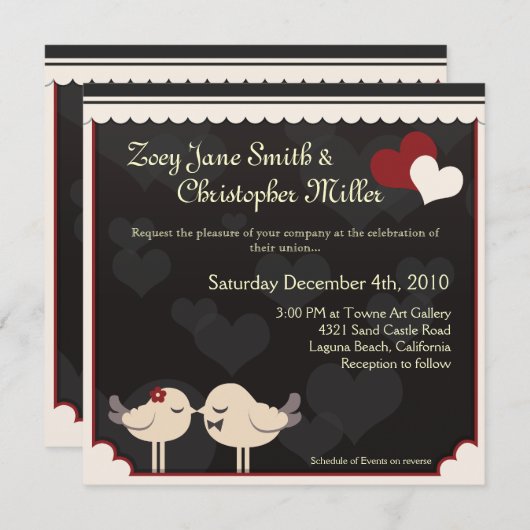 Rood Tortelduifjes Weddenschap Kaart (Voorkant / Achterkant)