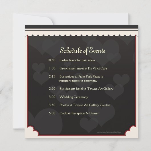 Rood Tortelduifjes Weddenschap Kaart (Achterkant)