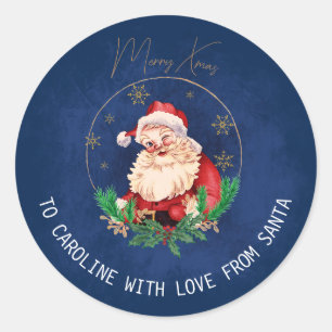 Rood tot blauw van Santa Merry Vintage Christmas Ronde Sticker