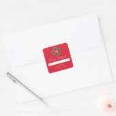 Rood tot grote monogram vrolijk kerstfeest vierkante sticker (Envelop)