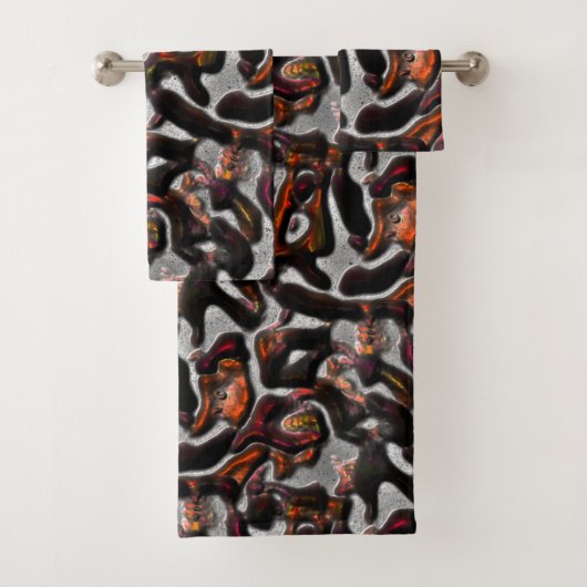 Rood tot koraal gekleurde, zachte, met grijs gekle bad handdoek (Insitu)