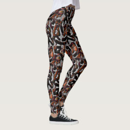 Rood tot koraal gekleurde, zachte, met grijs gekle leggings