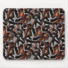 Rood tot koraal gekleurde, zachte, met grijs gekle muismat