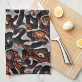 Rood tot koraal gekleurde, zachte, met grijs gekle theedoek