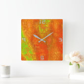 Rood tot limoen met groeven en gevilde verf vierkante klok (Huis)