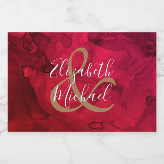 Rood tot zwart geschilderde Waterverf Mini Sparkling Wijnetiket (Enkel label)