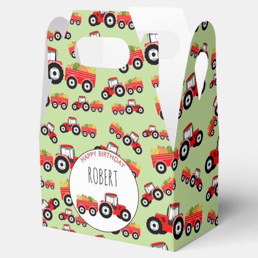 Rood tractor Truck Boerderij Producent Birthday Bedankdoosjes (Geopend)