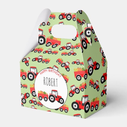 Rood tractor Truck Boerderij Producent Birthday Bedankdoosjes (Voorkant Zijde)