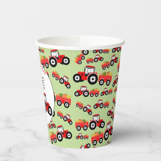 Rood tractor Truck Boerderij Producent Birthday Papieren Bekers (Links)