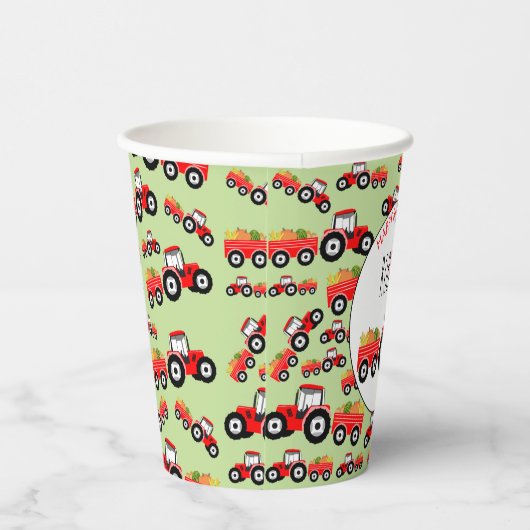 Rood tractor Truck Boerderij Producent Birthday Papieren Bekers (Rechts)