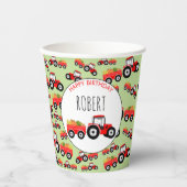 Rood tractor Truck Boerderij Producent Birthday Papieren Bekers (Voorkant)