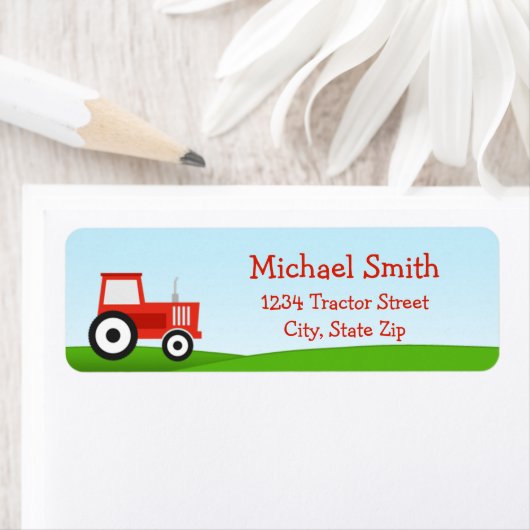 Rood tractoradres label (Insitu)