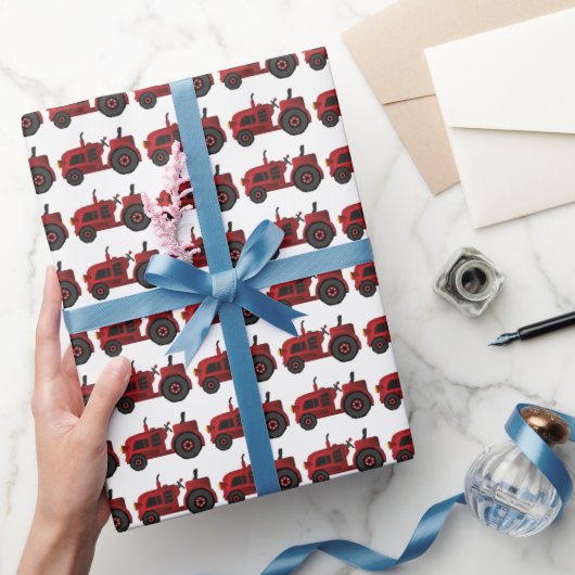 Rood tractorland — verpakkingspapier cadeaupapier (Geschenken)