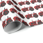 Rood tractorland — verpakkingspapier cadeaupapier (Rol Hoek)