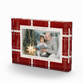 Rood Traditioneel Geplaagd Gezellig Cabin Kerstcad Fotoblokken (Rechts)