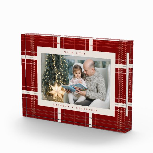 Rood Traditioneel Geplaagd Gezellig Cabin Kerstcad Fotoblokken (Rechts)