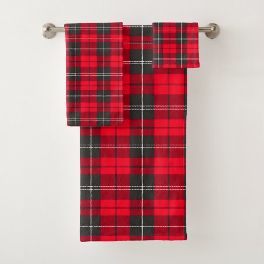 Rood Traditioneel Plaid Tartan Modern Collectie Bad Handdoek (Insitu)
