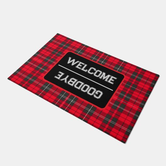 Rood Traditioneel Plaid Tartan Modern Collectie Deurmat (Schuin)