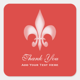 Rood Transparant Fleur de Lis Bedankt Vierkante Sticker