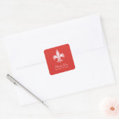 Rood Transparant Fleur de Lis Bedankt Vierkante Sticker (Envelop)
