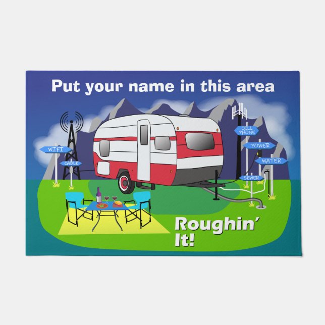 Rood trappenhuis voor oproerreizen: 24 x 36 inch deurmat (Voorkant)