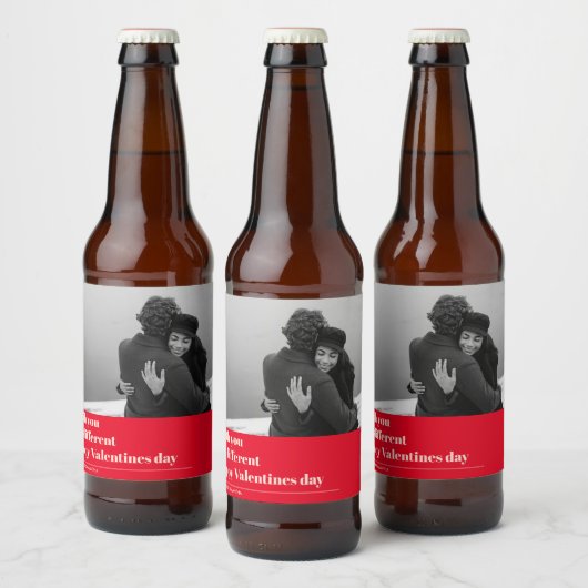 Rood Trendy Citaat en Foto | Valentijnse cadeaus Bier Etiket (Flessen)
