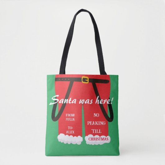 Rood Trendy Kerstman Broek Gift & Treats Tote Bag (Voorkant)