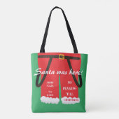 Rood Trendy Kerstman Broek Gift & Treats Tote Bag (Achterkant)