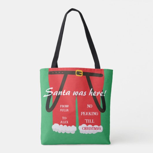 Rood Trendy Kerstman Broek Gift & Treats Tote Bag (Achterkant)
