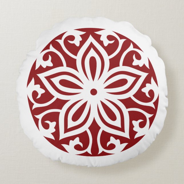 Rood TRIBAL CIRCLE LEVENS Sierkussen Rond Kussen (Voorkant)