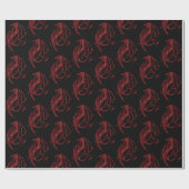 Rood Tribal Dragon Zwart Cadeaupapier (Vlak)