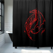 Rood Tribal Dragon Zwart Douchegordijn