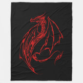 Rood Tribal Dragon Zwart Fleece Deken (Voorkant)