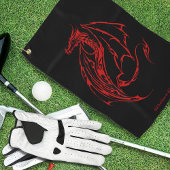 Rood Tribal Dragon Zwart Golfhanddoek