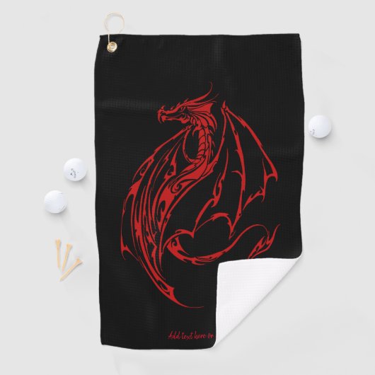 Rood Tribal Dragon Zwart Golfhanddoek (Insitu)