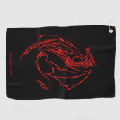 Rood Tribal Dragon Zwart Golfhanddoek (Horizontaal)