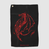 Rood Tribal Dragon Zwart Golfhanddoek (Voorkant)
