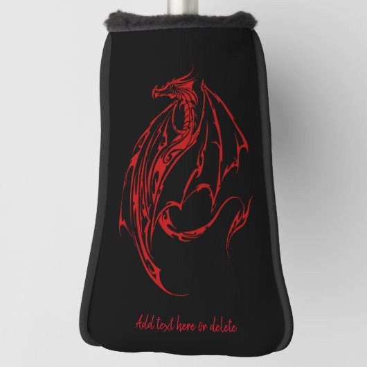 Rood Tribal Dragon Zwart Golfheadcover (Draai 90)